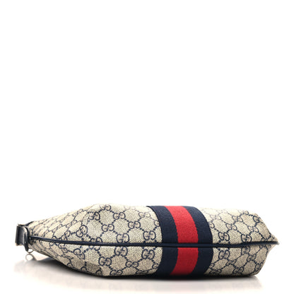 Gucci GG Supreme Monogram Textured Dollar Calfskin Web Small Ophidia Half Moon Hobo Beige Blue 4 of 10