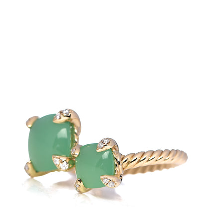David Yurman 18K Yellow Gold Diamond Chrysoprase Chatelaine Bypass Ring 54 7 3 of 6
