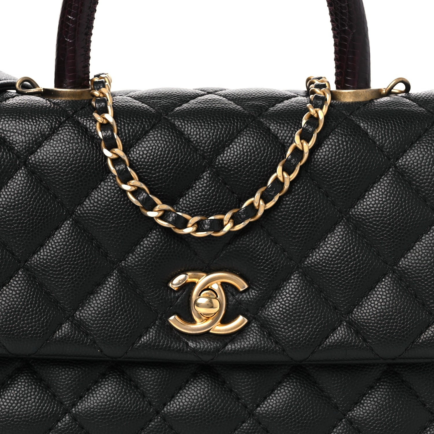 Chanel Caviar Lizard Embossed Quilted Mini Coco Handle Flap Black 8 of 14