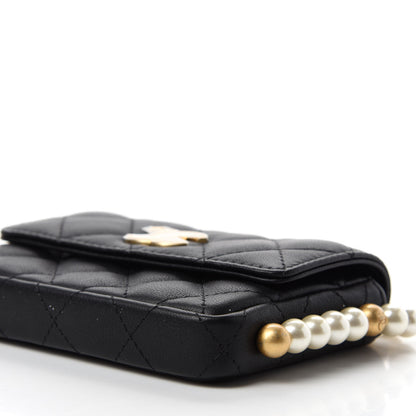 Chanel Calfskin Quilted About Pearls Card Holder Flap With Chain Black 7 of 12