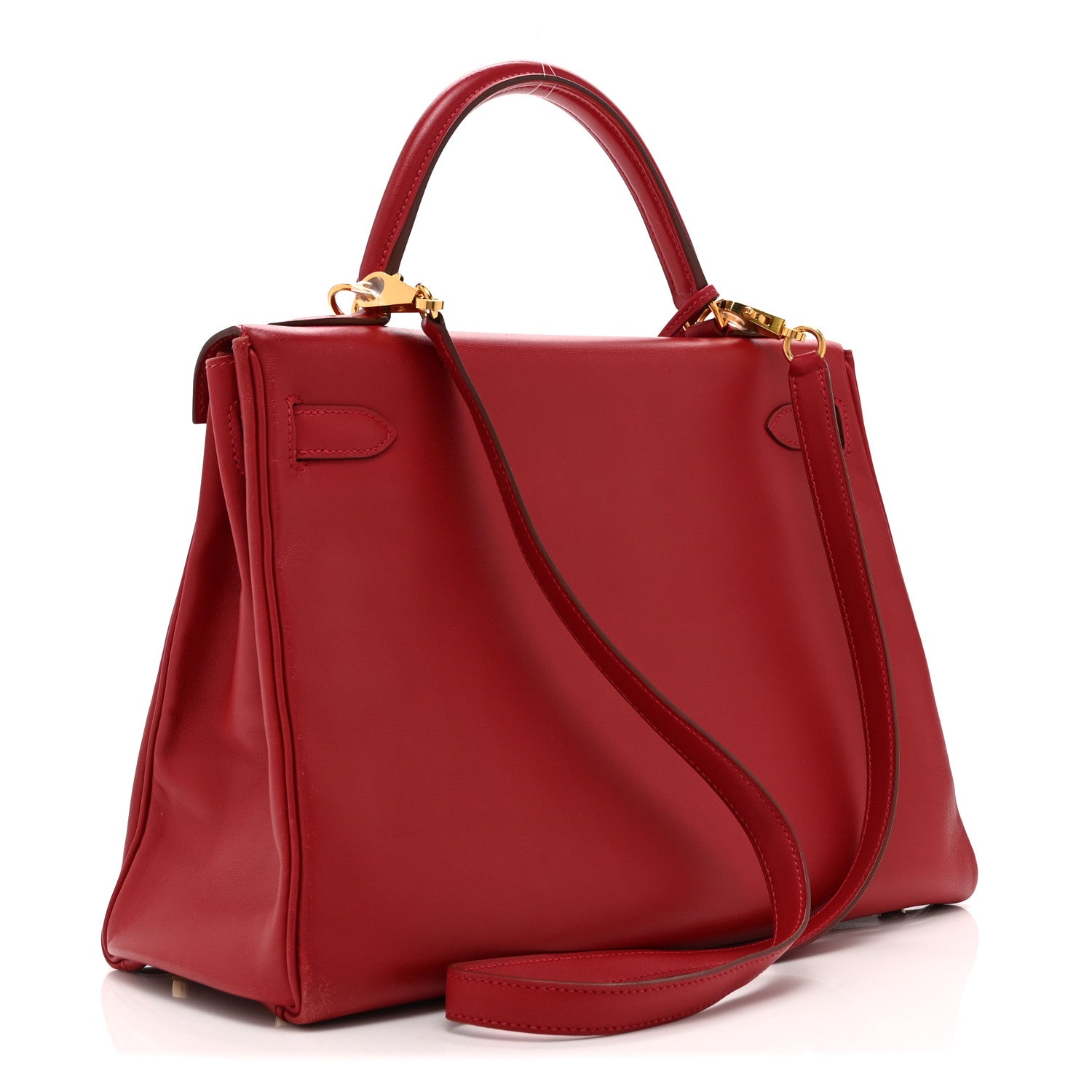 Hermes Tadelakt Kelly Retourne 32 Rouge Vif 3 of 14