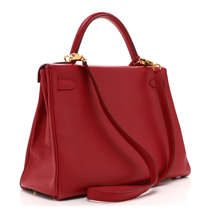 Hermes Tadelakt Kelly Retourne 32 Rouge Vif 3 of 14