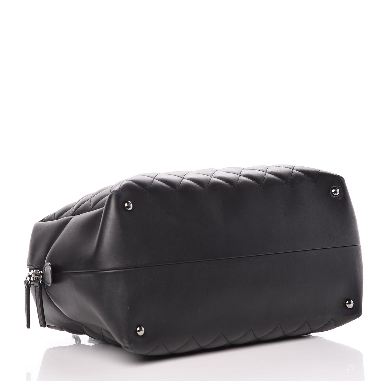 Calfskin Quilted Feather Weight Bowling Bag Black