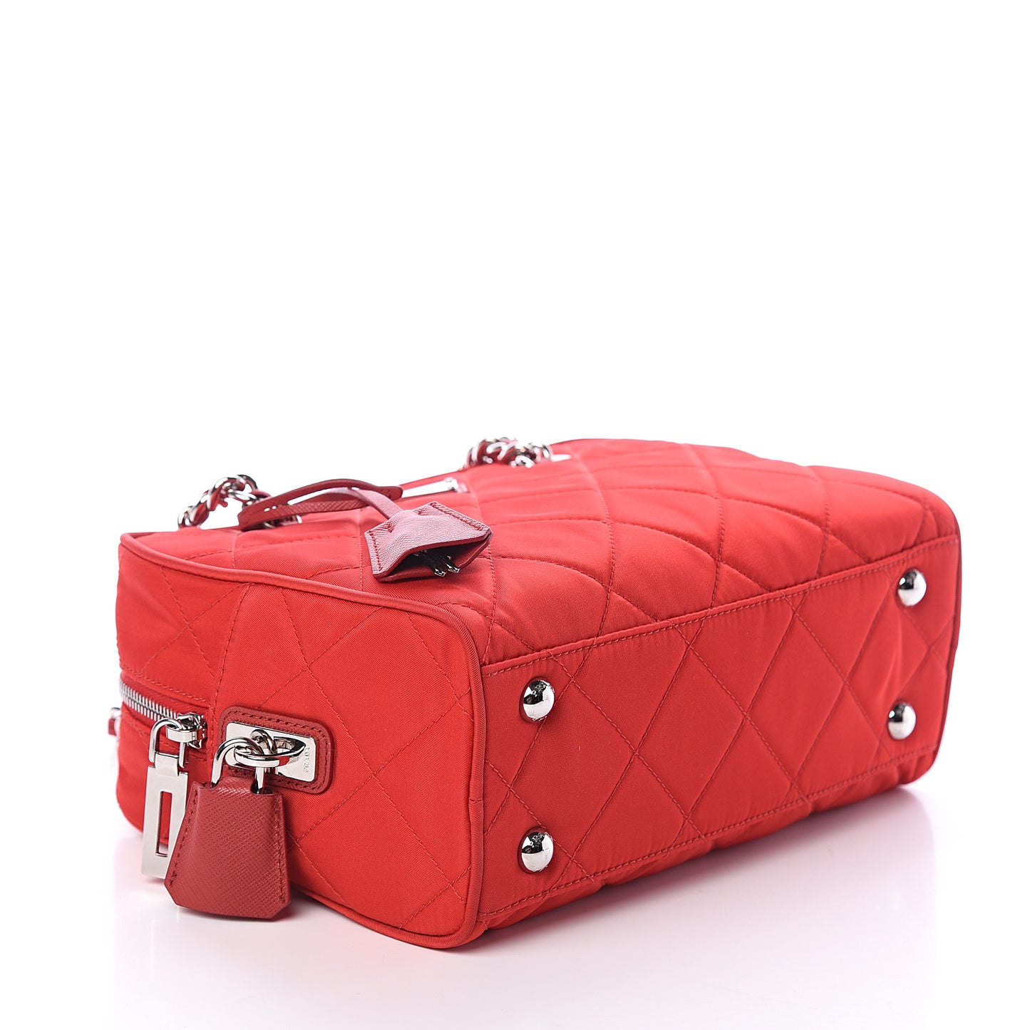 Nylon Tessuto Impuntu Quilted Shoulder Bag Rosso
