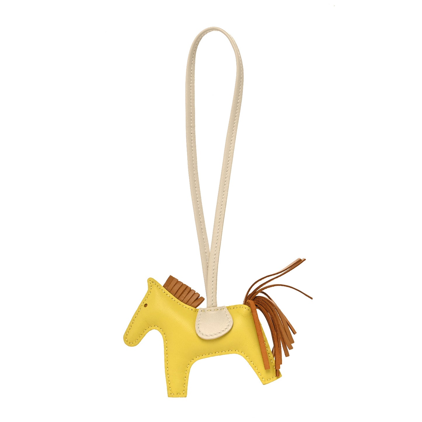 Milo Lambskin Grigri Rodeo Horse Bag Charm PM Lime Sesame Craie