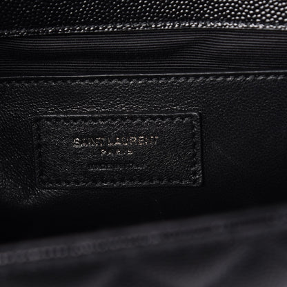 Saint Laurent Grain De Poudre Textured Mixed Matelasse Triquilt Medium Monogram Satchel Black 8 of 9