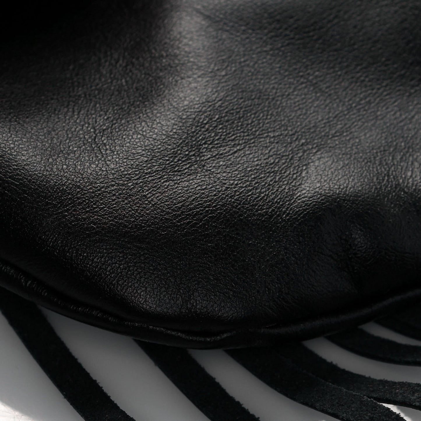 Calfskin Small Emmanuelle Fringe Hobo Bag Black