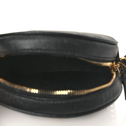 Saint Laurent Grain De Poudre Matelasse Chevron Quilted Round Vinyle Camera Bag Black 5 of 8