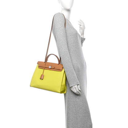 Hermes Toile H Berline Vache Hunter Herbag Zip 31 PM Lime 2 of 11
