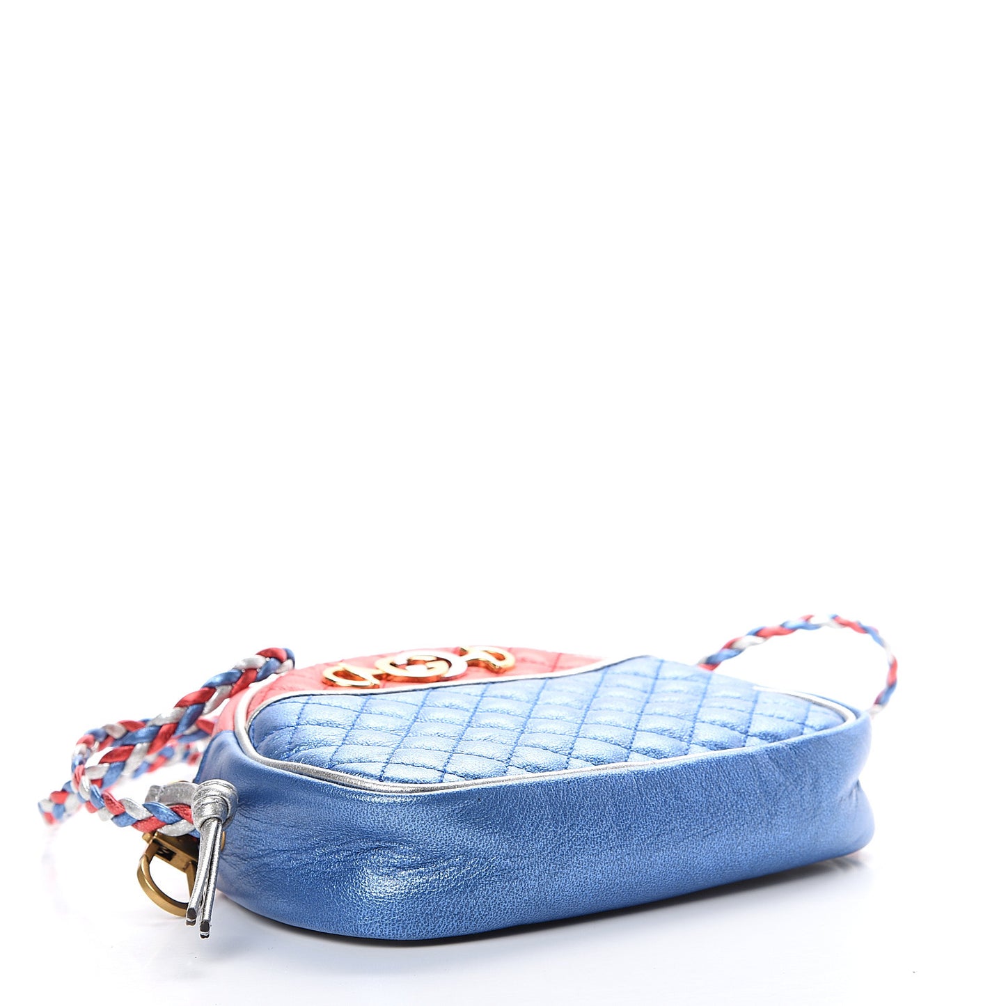 Laminated Nappa Trapuntata Mini Zumi Dome Shoulder Bag Rosso Marine Argento