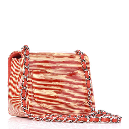 Chanel Patent Calfskin Striped Mini Square Flap Red 3 of 9