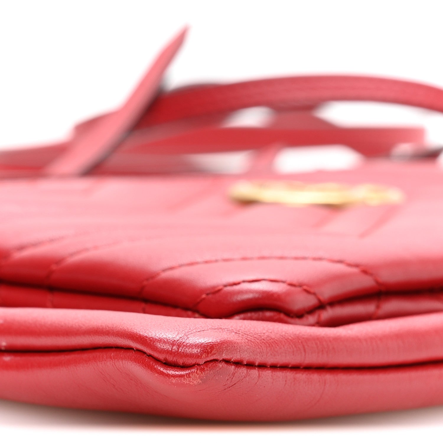Gucci Calfskin Matelasse Small GG Marmont Double Zip Shoulder Bag Hibiscus Red 9 of 10