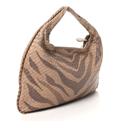 Bottega Veneta Nappa Snakeskin Intrecciato Large Veneta Tiger Print Hobo Maple 3 of 9