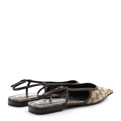 Gucci GG Monogram Malaga Kid Square G 35mm Slingback Pumps 40 Beige Ebony New Acero 4 of 8