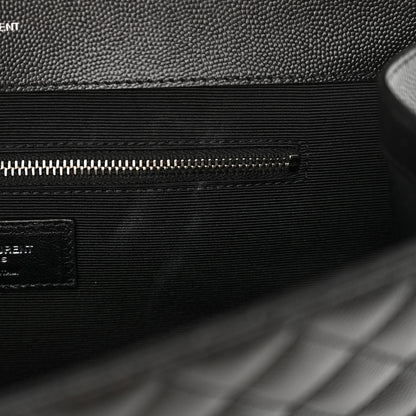 Saint Laurent Grain De Poudre Textured Mixed Matelasse Large Triquilt Monogram Satchel Black 11 of 11