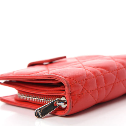 Christian Dior Lambskin Cannage Lady Dior Card Holder Red 7 of 12