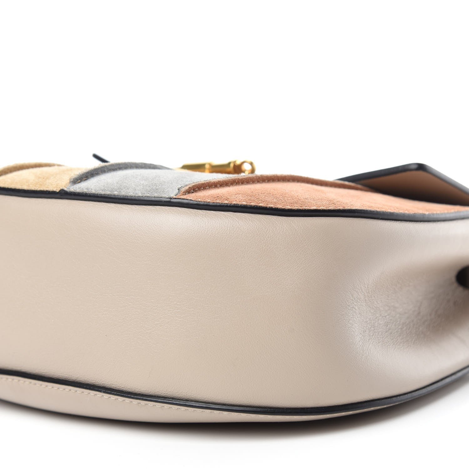 Chloe Suede Calfskin Striped Patchwork Drew Shoulder Bag Grey Multicolor 7 of 12