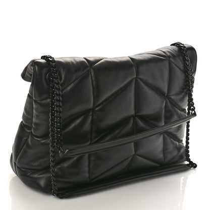 Saint Laurent Lambskin Quilted Monogram Monochrome Medium Loulou Puffer Chain Satchel Black 3 of 8