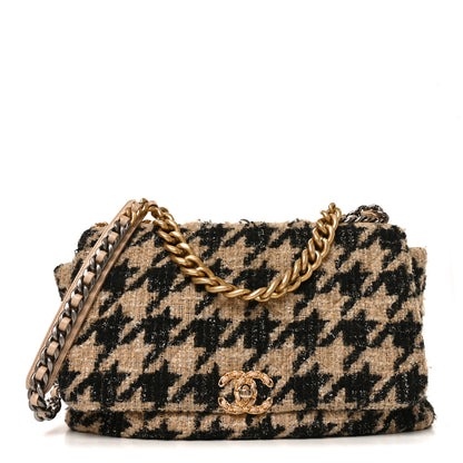 Chanel Tweed Maxi Chanel 19 Flap Beige Black 1 of 10