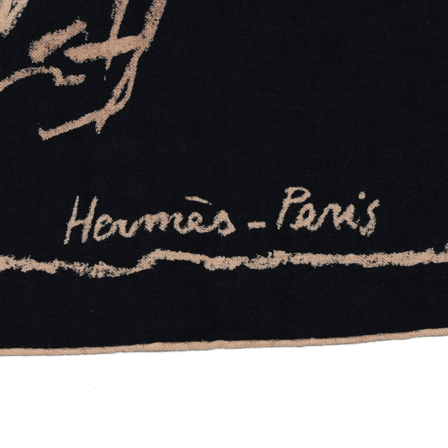 Cashmere Silk Pirouette au Galop Shawl 140 Marine Naturel Beige