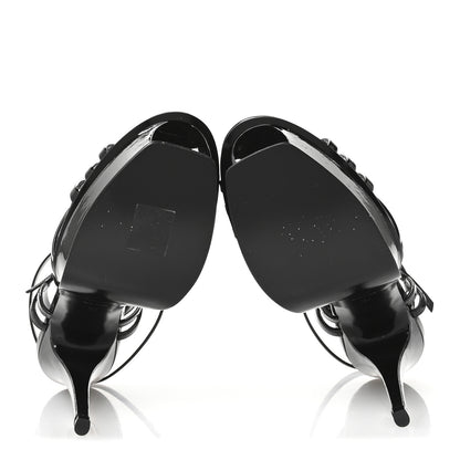 Saint Laurent Patent Platform Criss Cross Sandals 37 Black 6 of 8