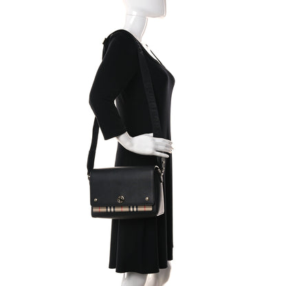 Burberry Grainy Calfskin Vintage Check Note Crossbody Bag Black 3 of 27