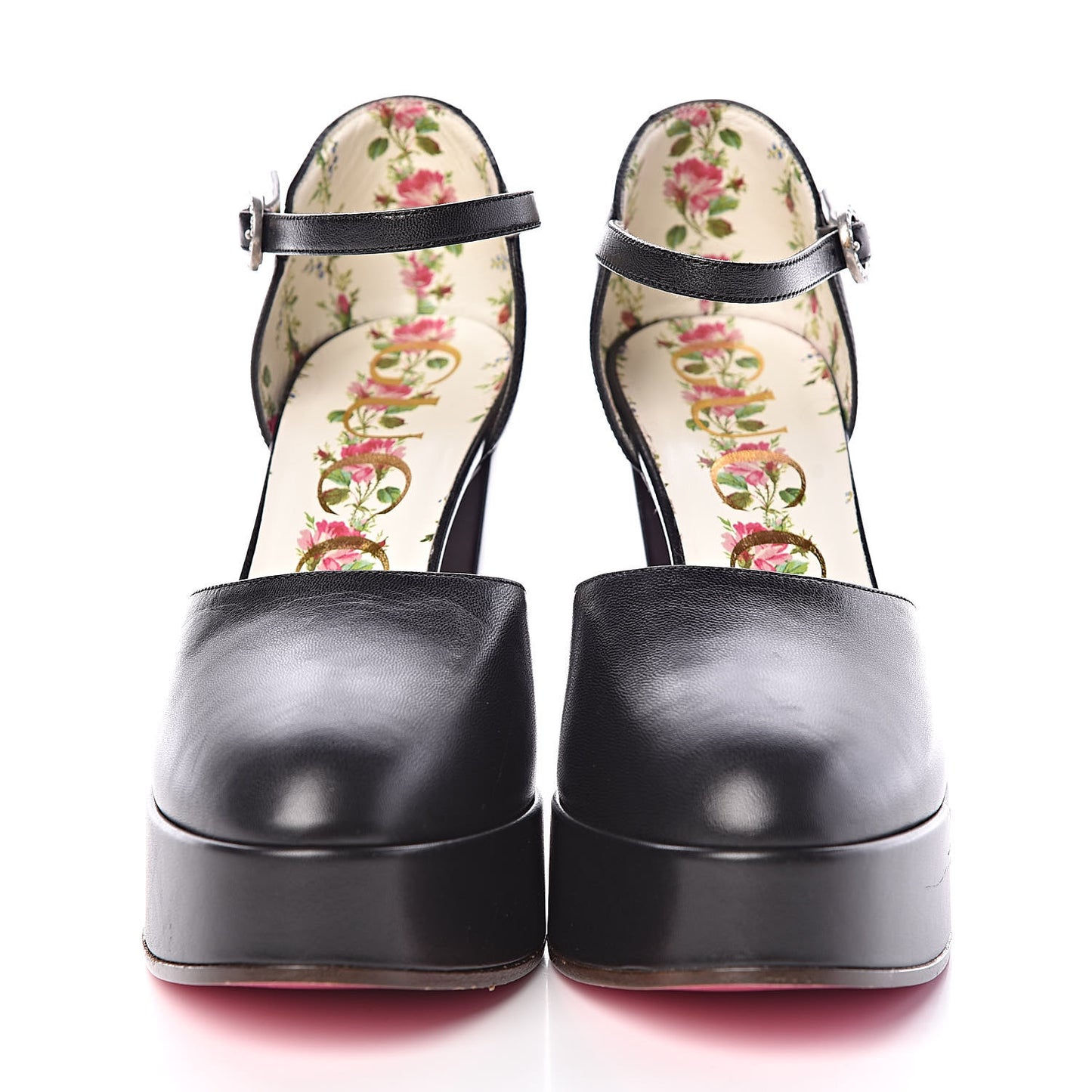 Malaga Kid Embellished Agon Ankle Strap Platform Pumps 34.5 Black