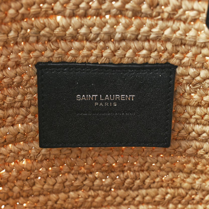 Saint Laurent Raffia Calfskin Rive Gauche Tote Naturale Black 6 of 11