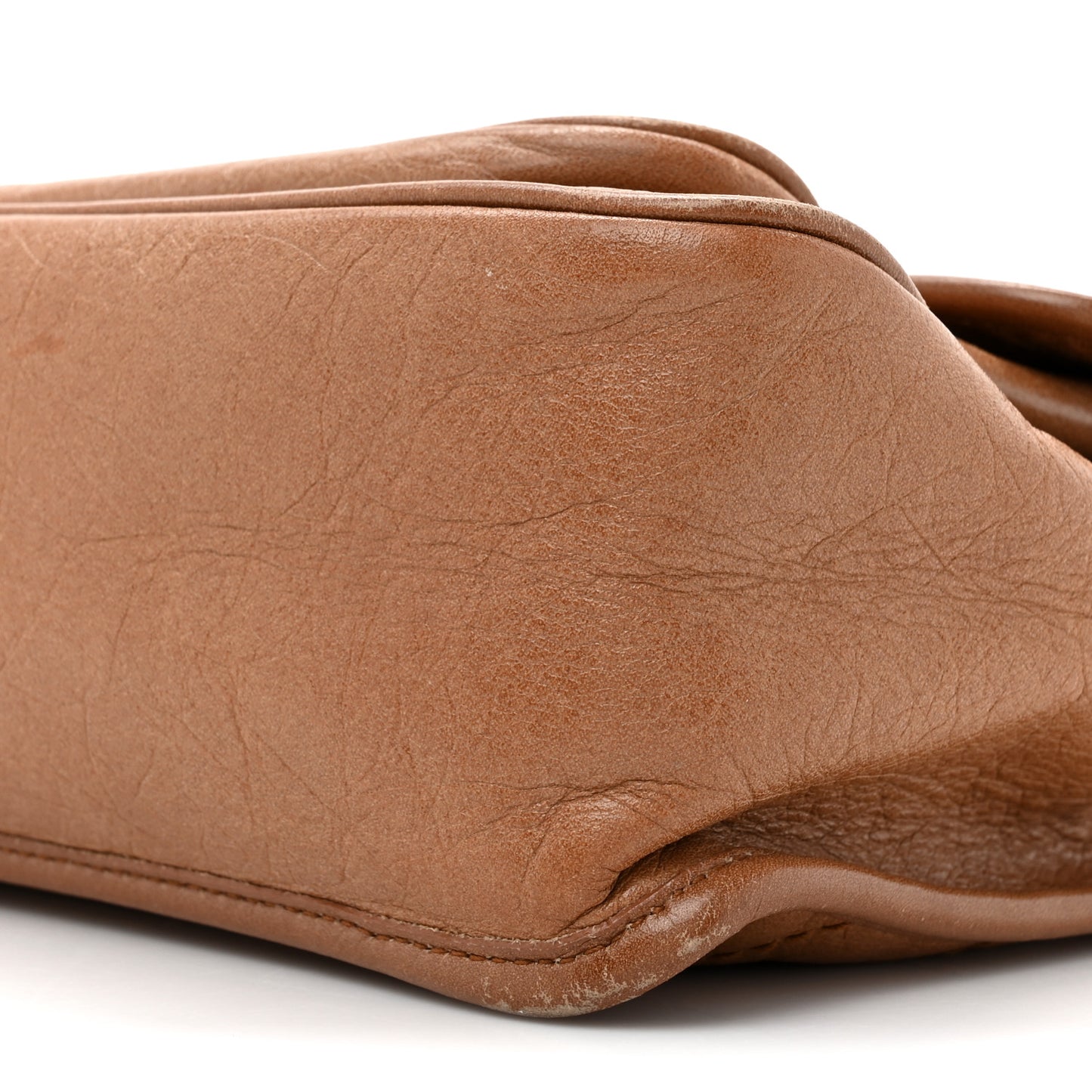 Crinkled Calfskin Matelasse Monogram Medium Niki Chain Satchel Caramel