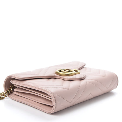 Gucci Calfskin Matelasse GG Marmont Chain Wallet Perfect Pink 3 of 9