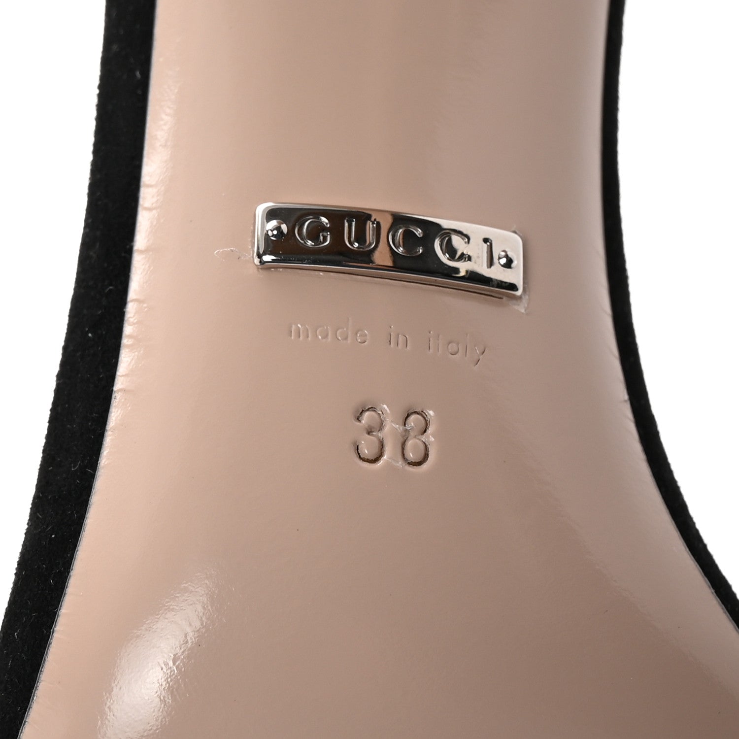 Gucci Kid Scamosciato GG Ankle Strap High Heel Sandals 38 Black 7 of 9