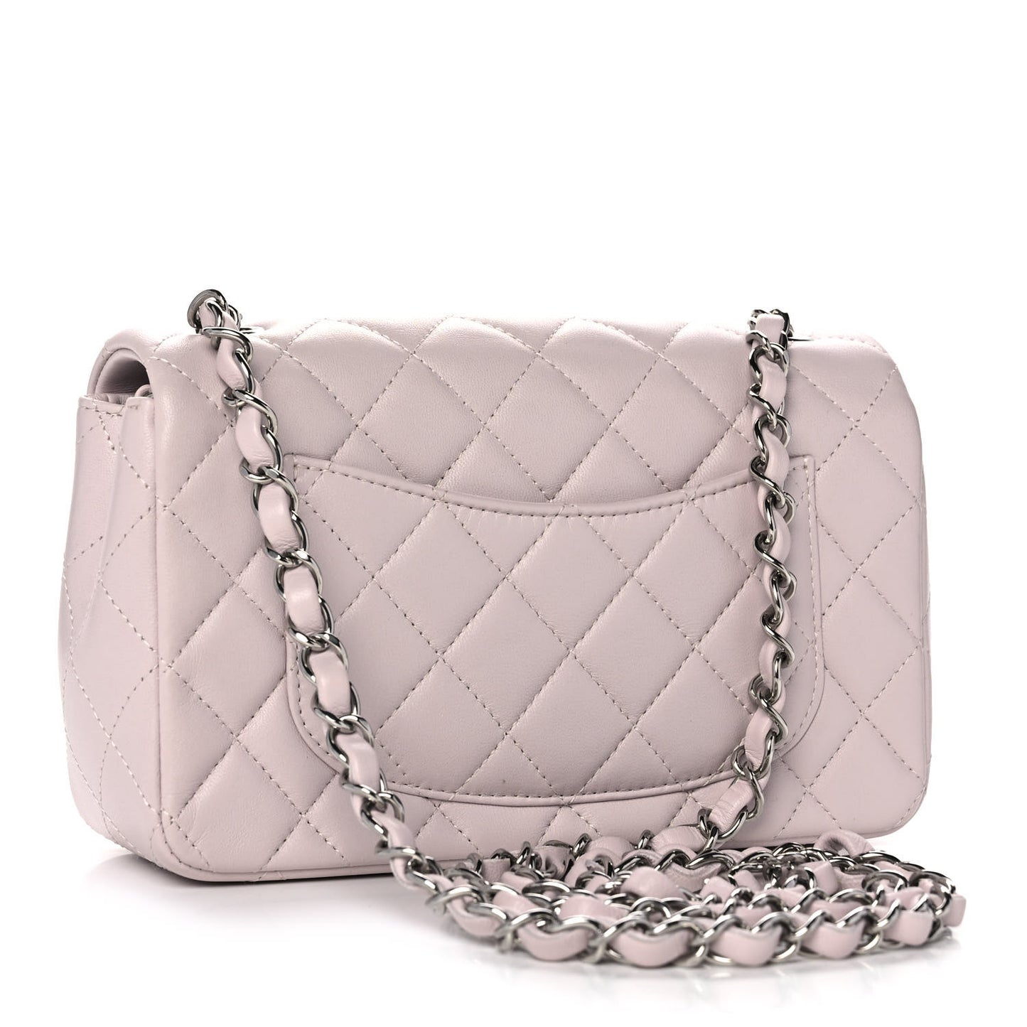 Lambskin Quilted Mini Rectangular Flap Light Purple