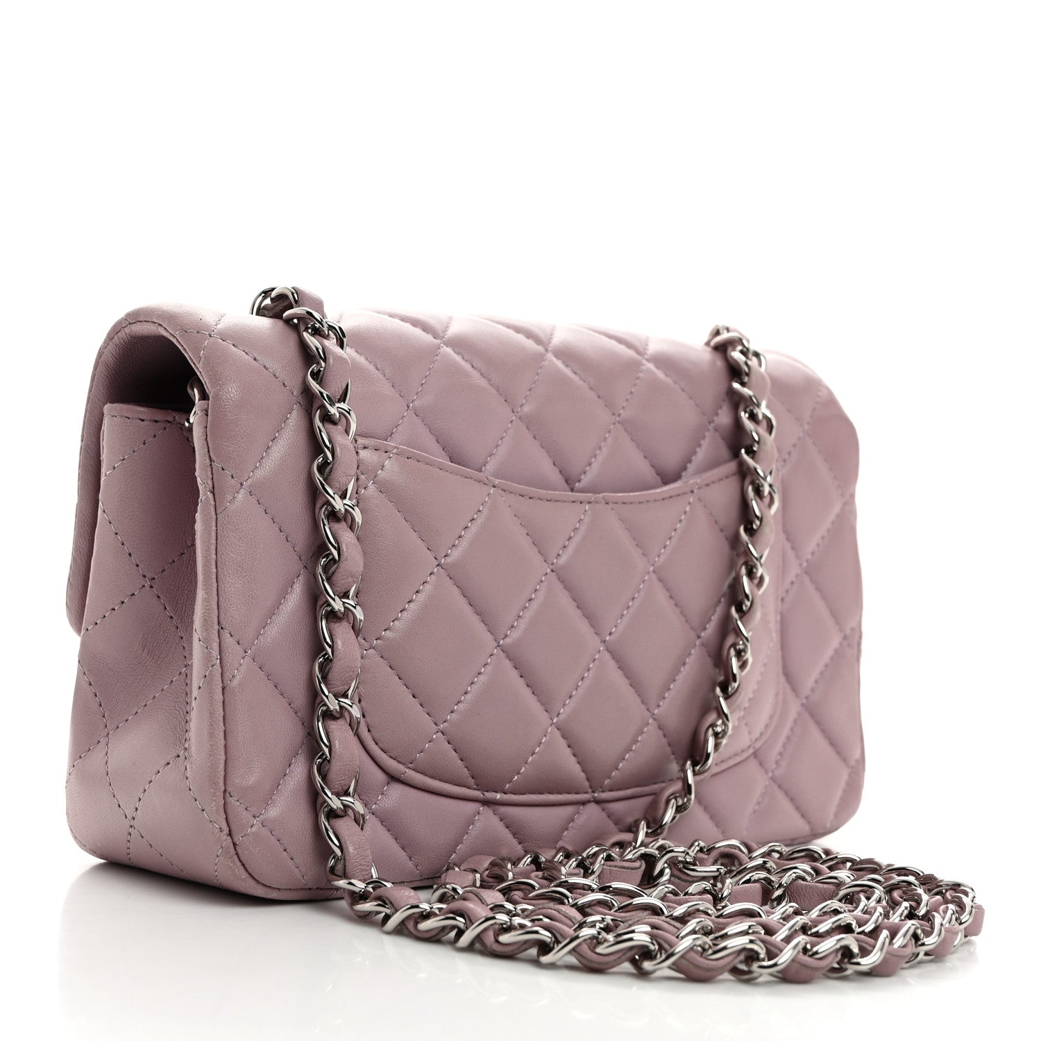Chanel Lambskin Quilted Mini Rectangular Flap Light Purple 2 of 12