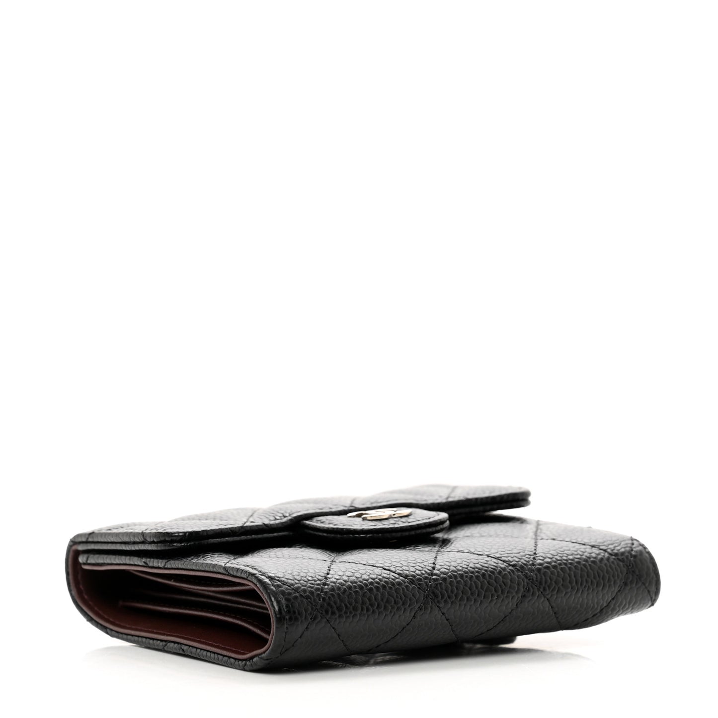 Caviar Quilted Compact Flap Wallet Black