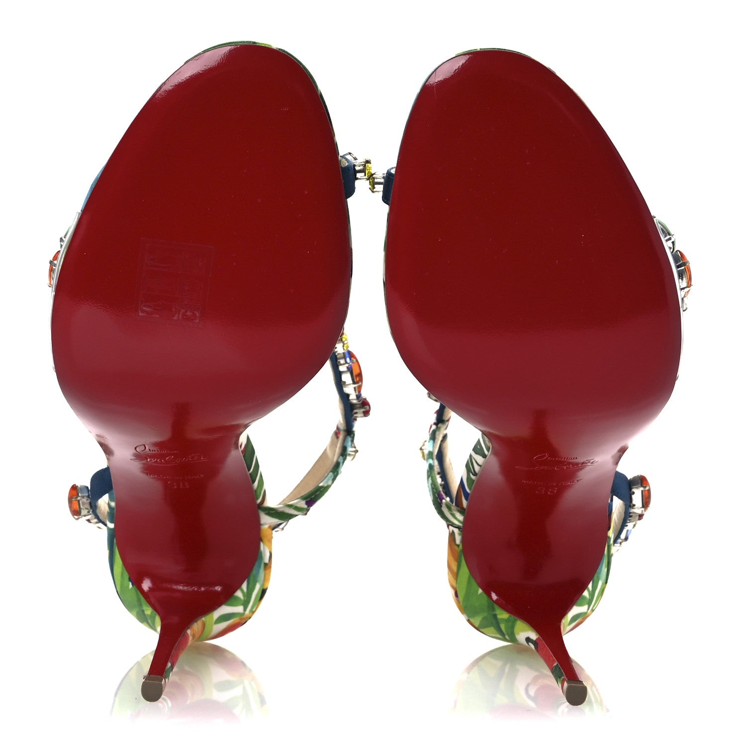 Christian Louboutin Crepe Satin Rosapetra 100 Sandals 38 Ludwig Multi 7 of 13