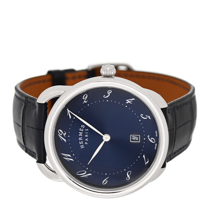 Hermes Stainless Steel Alligator 40mm Arceau Quartz Watch Bleu Abysse 2 of 5