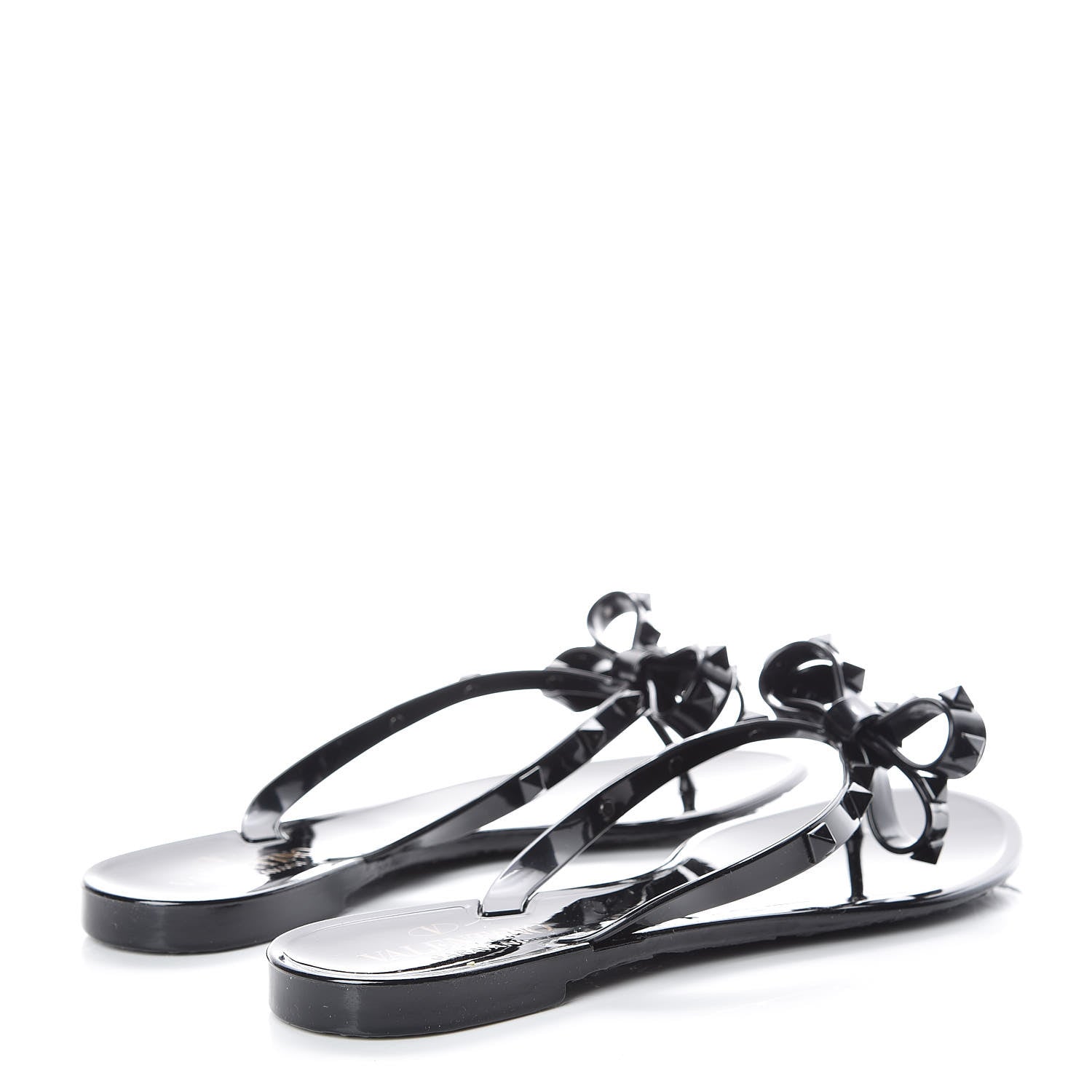 Valentino Garavani PVC Jelly Rockstud Bow Thong Sandals 38 Black 4 of 8