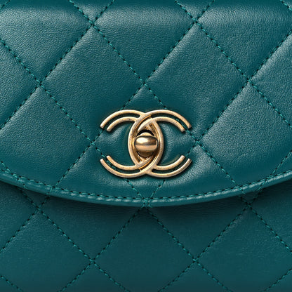 Chanel Lambskin Quilted Small Top Handle Bag Turquoise 6 of 8