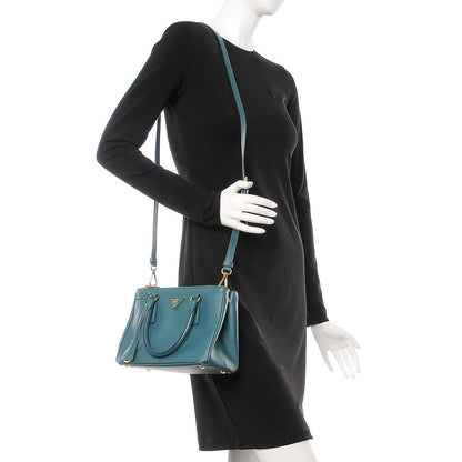 Prada Saffiano Lux Mini Galleria Double Zip Tote Ottanio 2 of 15