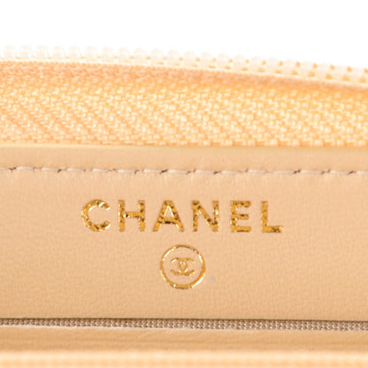 Chanel Lambskin Quilted Small Boy Zip Around Wallet Beige 6 of 8