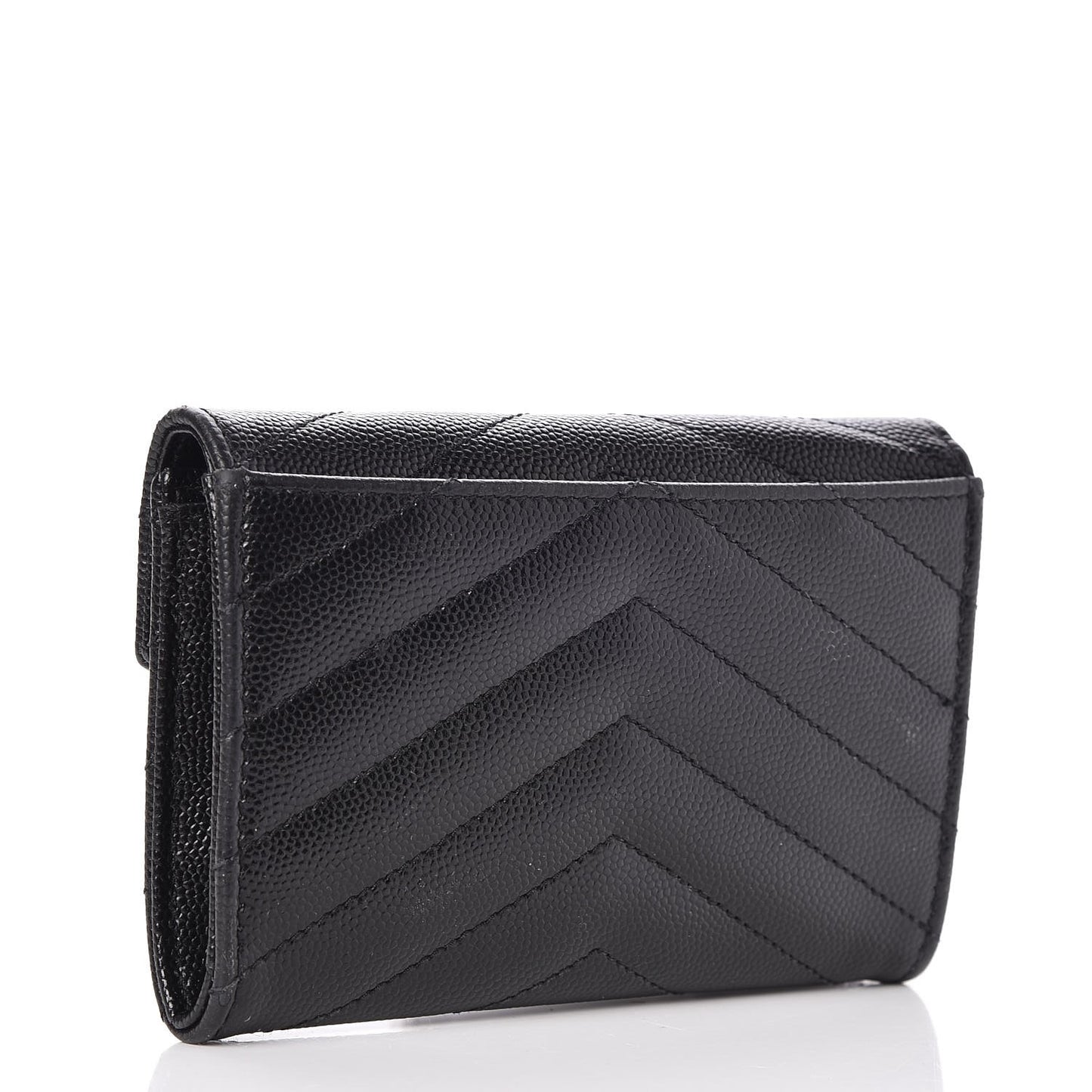 Grain De Poudre Matelasse Chevron Small Monogram Envelope Wallet Black
