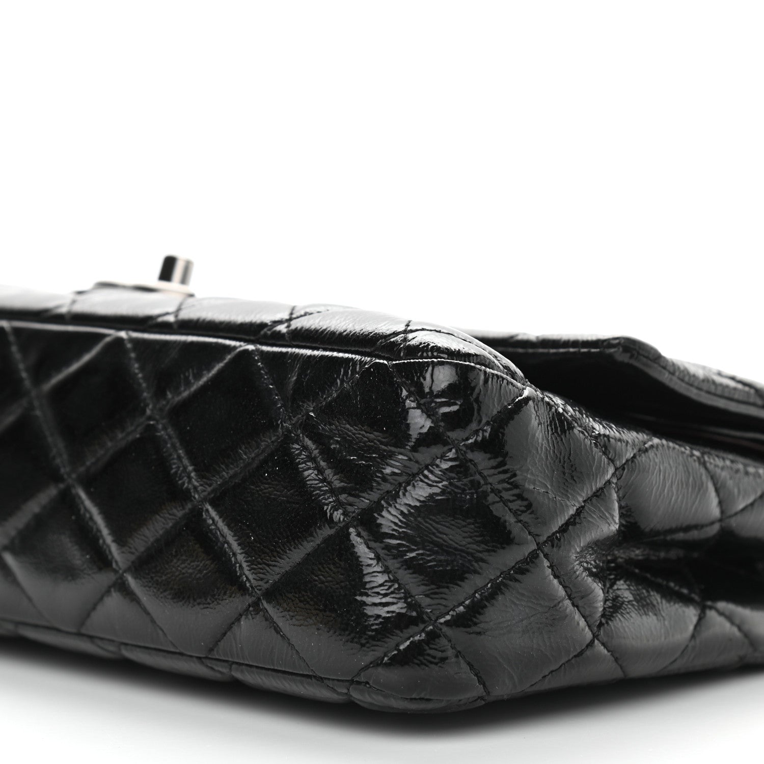 Chanel Distressed Patent Quilted Medium Double Flap Black 9 of 12