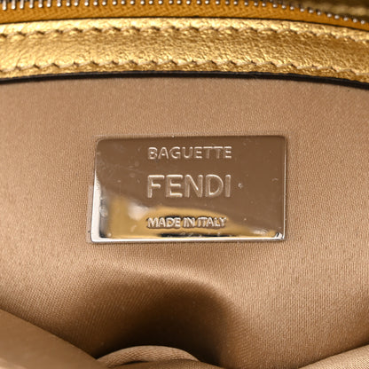Fendi Sequin Paillettes Vitello Laminato Striped Baguette 1997 Oro Sfumato 6 of 11