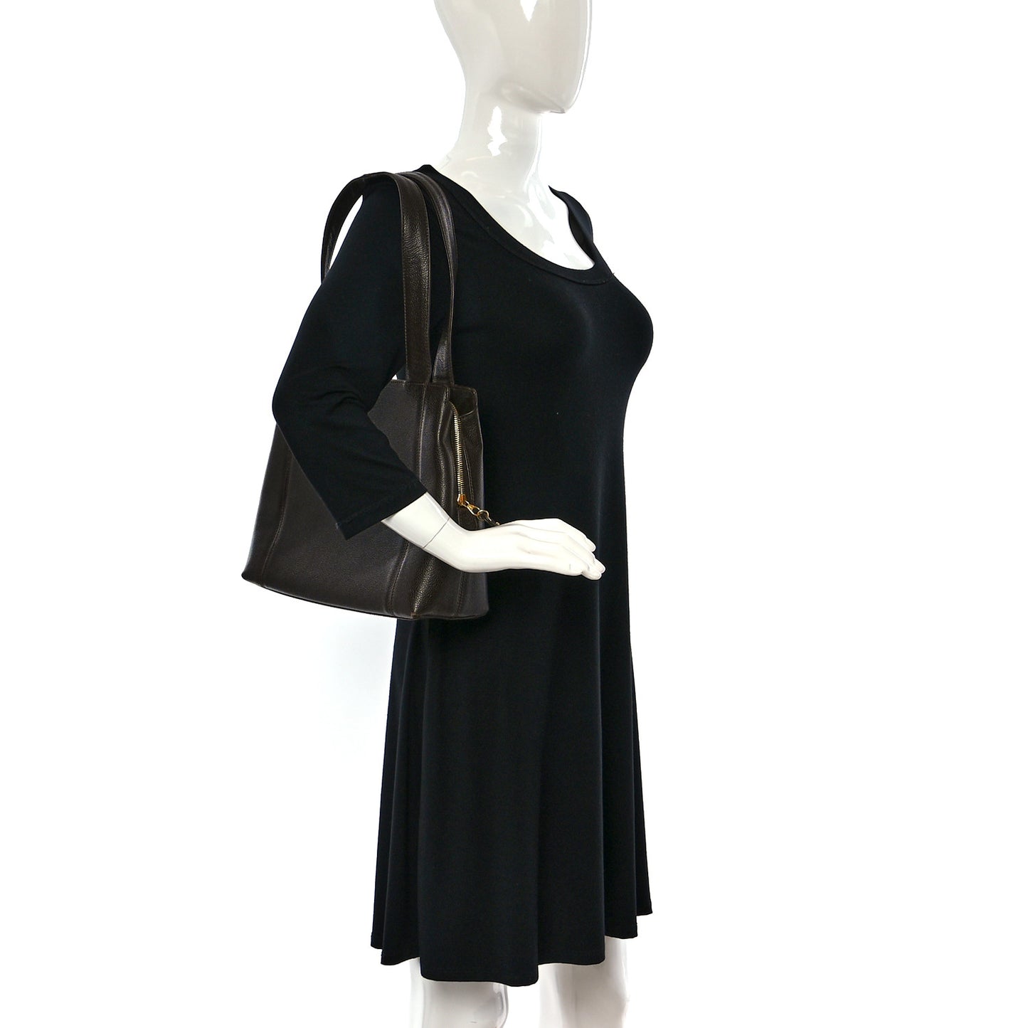 Caviar Logo Shopping Tote Dark Brown