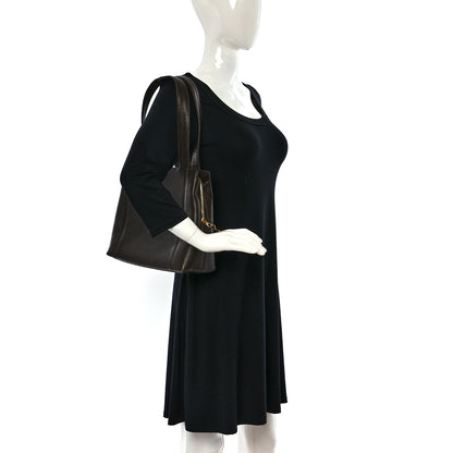Chanel Caviar Logo Shopping Tote Dark Brown 2 of 9