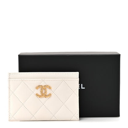 Chanel Caviar Quilted Crystal Card Holder White 9 of 9