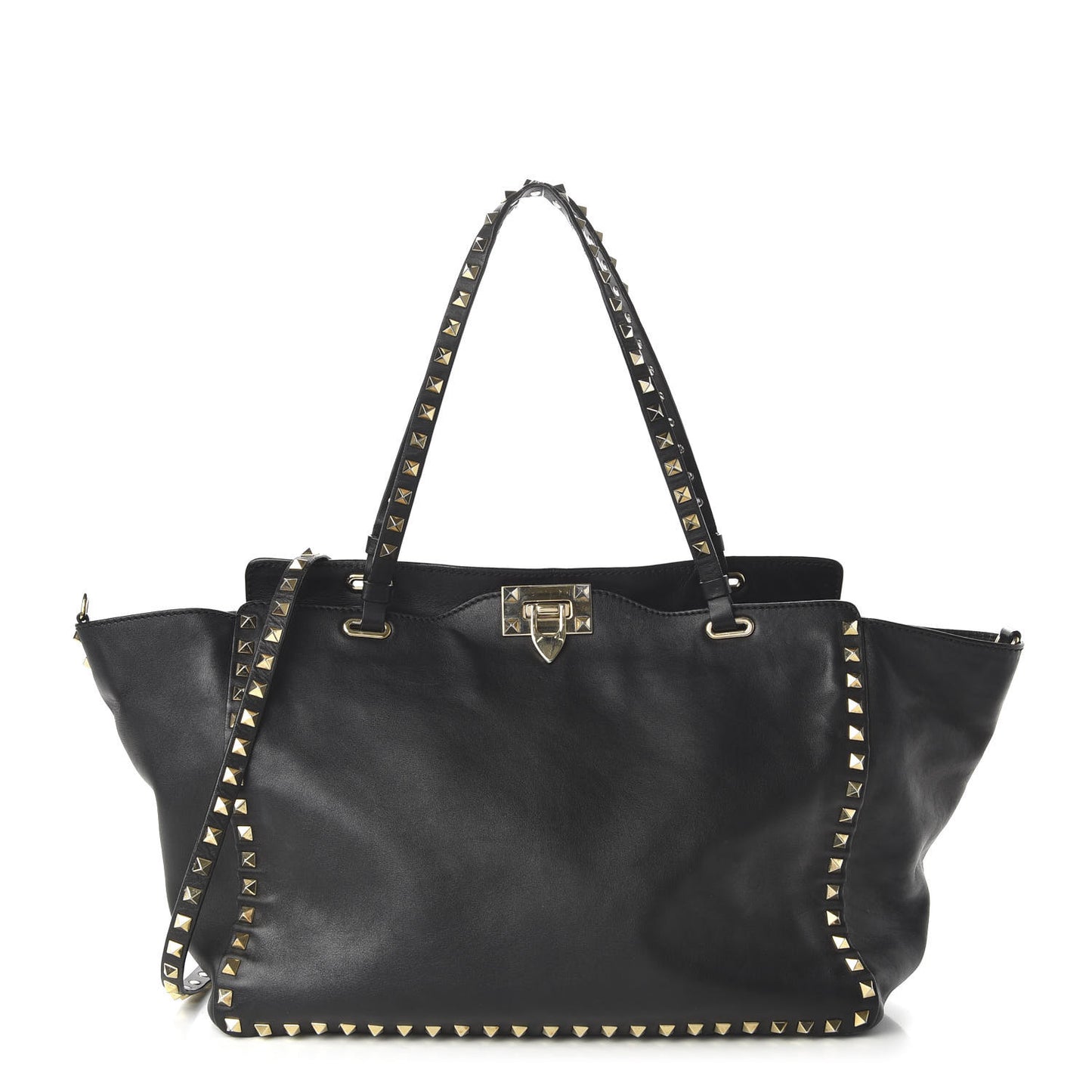 Vitello Medium Rockstud Tote Black