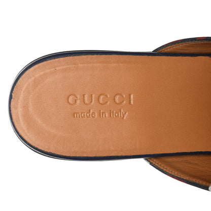 Gucci Calfskin GucciGhost Print Mens Princetown Slippers 12 Blue Agata Hibiscus Red 6 of 10