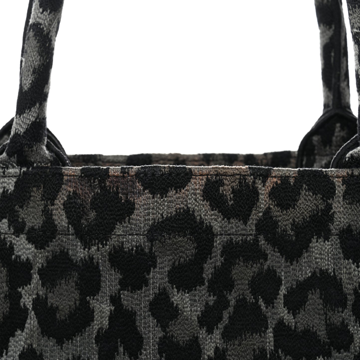 Canvas Mizza Embroidered Large Leopard Book Tote Grey