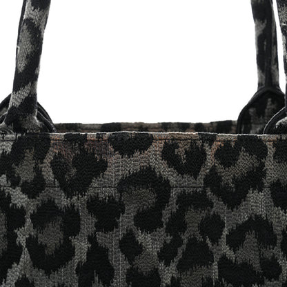 Christian Dior Canvas Mizza Embroidered Large Leopard Book Tote Grey 15 of 15